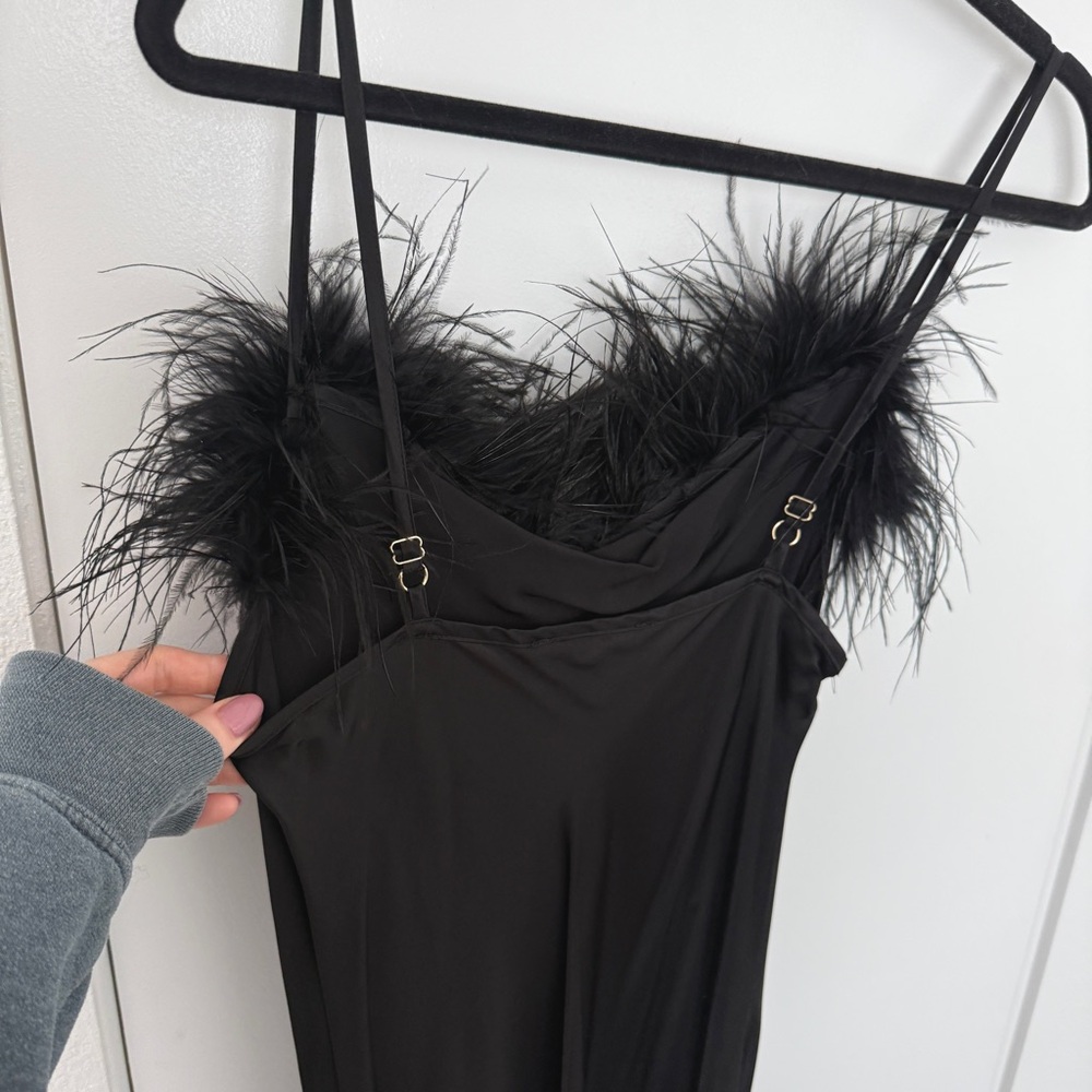Sleeper Boheme slip dress with feathers in black • size S - Picture 5 of 8